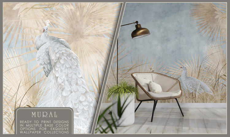 Peacocks With Leaves Fresco