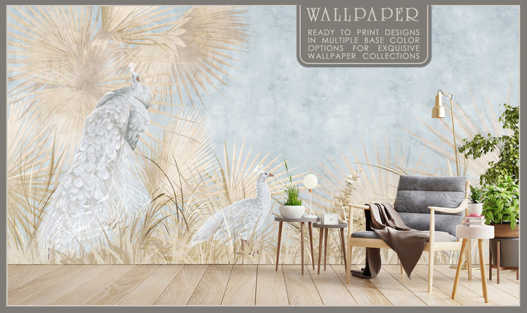 Peacocks With Leaves Fresco