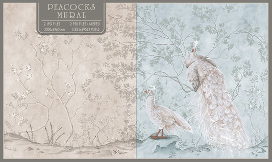 Peacocks Mural Fresco