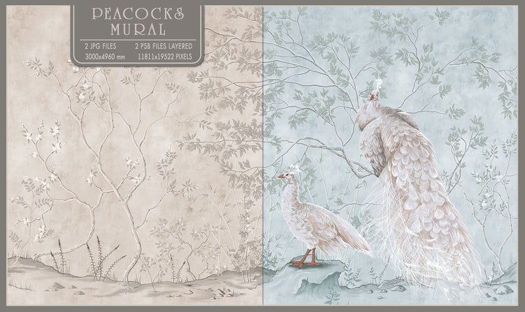 Peacocks Mural Fresco