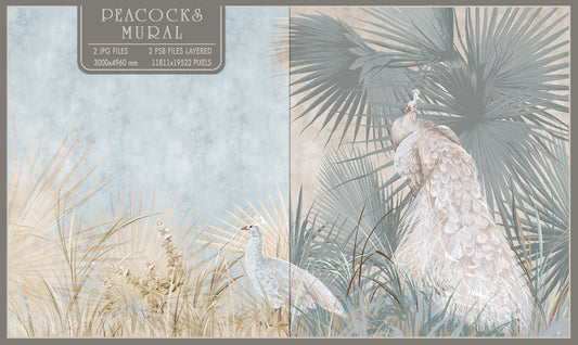 Peacocks With Leaves Fresco