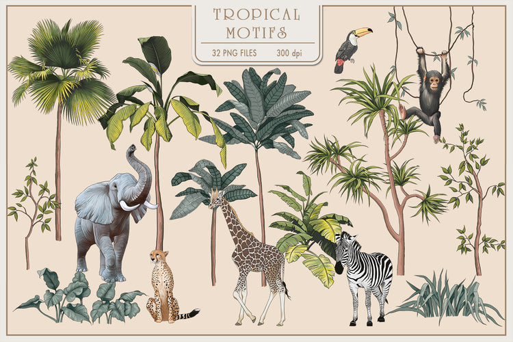 Tropical Pattern With Animals