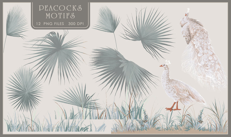 Peacocks With Leaves Fresco